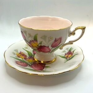 ROYAL STANDARD  signed teacup & saucer TULIPS